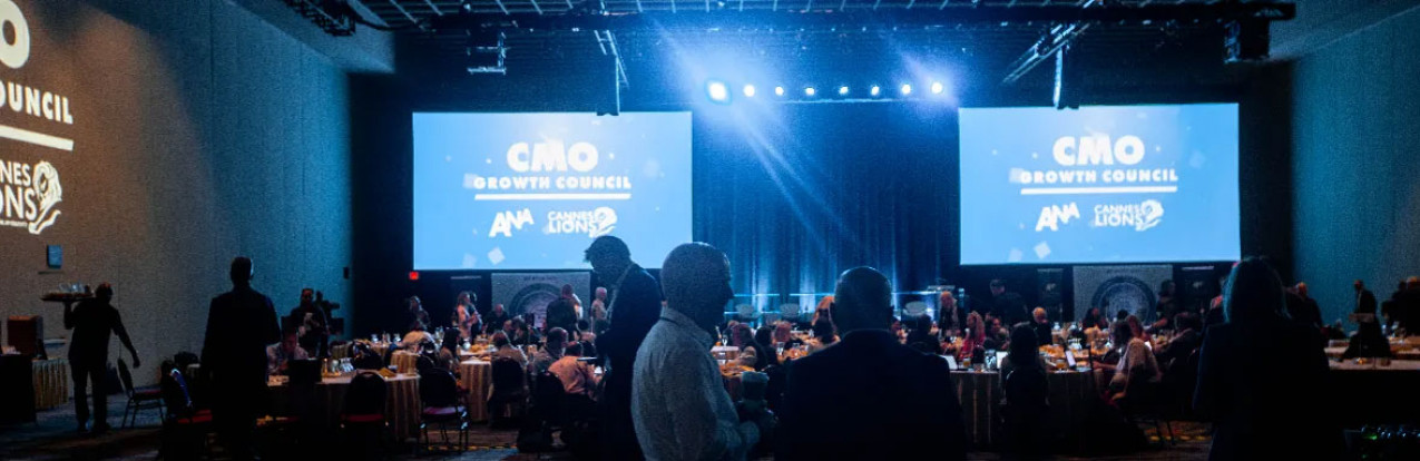 A photo of the audience from the back of the room of a previous CMO Growth Council meeting 