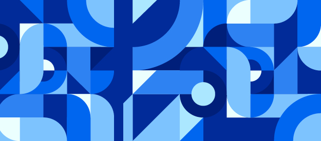 A blue and white geometric tile pattern