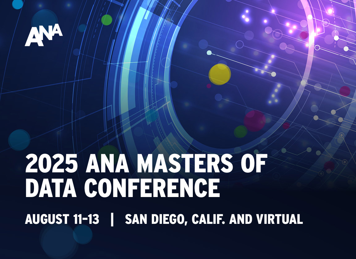 2025 ANA Masters of Data Conference hero banner displaying the conference title, date, and location