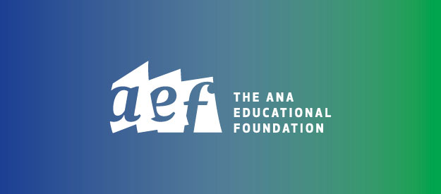 ANA Educational Foundation (AEF) logo over a green to blue gradient background
